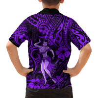 Hawaii Hula Girl Hawaiian Shirt Hibiscus Hawaii Tribal Tattoo Purple Version - Wonder Print Shop