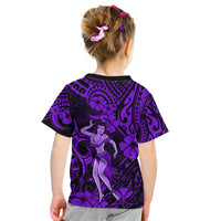 Hawaii Hula Girl Kid T Shirt Hibiscus Hawaii Tribal Tattoo Purple Version - Wonder Print Shop