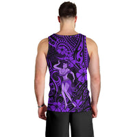 Hawaii Hula Girl Men Tank Top Hibiscus Hawaii Tribal Tattoo Purple Version - Wonder Print Shop