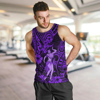 Hawaii Hula Girl Men Tank Top Hibiscus Hawaii Tribal Tattoo Purple Version - Wonder Print Shop