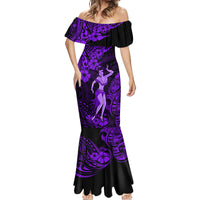 Hawaii Hula Girl Mermaid Dress Hibiscus Hawaii Tribal Tattoo Purple Version - Wonder Print Shop