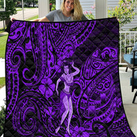 Hawaii Hula Girl Quilt Hibiscus Hawaii Tribal Tattoo Purple Version - Wonder Print Shop