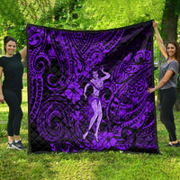 Hawaii Hula Girl Quilt Hibiscus Hawaii Tribal Tattoo Purple Version - Wonder Print Shop