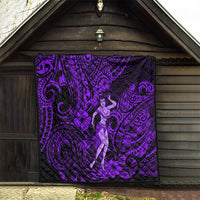 Hawaii Hula Girl Quilt Hibiscus Hawaii Tribal Tattoo Purple Version - Wonder Print Shop