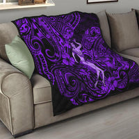 Hawaii Hula Girl Quilt Hibiscus Hawaii Tribal Tattoo Purple Version - Wonder Print Shop