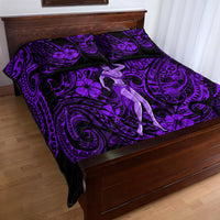 Hawaii Hula Girl Quilt Bed Set Hibiscus Hawaii Tribal Tattoo Purple Version - Wonder Print Shop