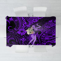 Hawaii Hula Girl Tablecloth Hibiscus Hawaii Tribal Tattoo Purple Version - Wonder Print Shop