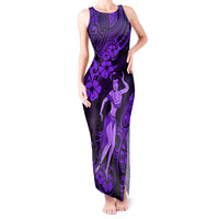 Hawaii Hula Girl Tank Maxi Dress Hibiscus Hawaii Tribal Tattoo Purple Version - Wonder Print Shop