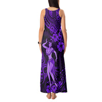 Hawaii Hula Girl Tank Maxi Dress Hibiscus Hawaii Tribal Tattoo Purple Version - Wonder Print Shop