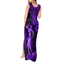 Hawaii Hula Girl Tank Maxi Dress Hibiscus Hawaii Tribal Tattoo Purple Version - Wonder Print Shop