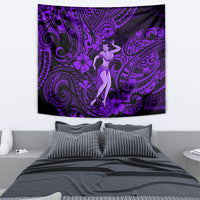 Hawaii Hula Girl Tapestry Hibiscus Hawaii Tribal Tattoo Purple Version - Wonder Print Shop