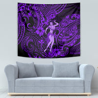 Hawaii Hula Girl Tapestry Hibiscus Hawaii Tribal Tattoo Purple Version - Wonder Print Shop