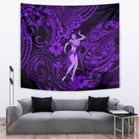 Hawaii Hula Girl Tapestry Hibiscus Hawaii Tribal Tattoo Purple Version - Wonder Print Shop