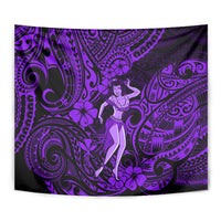 Hawaii Hula Girl Tapestry Hibiscus Hawaii Tribal Tattoo Purple Version - Wonder Print Shop