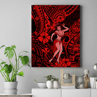 Hawaii Hula Girl Canvas Wall Art Hibiscus Hawaii Tribal Tattoo Red Version - Wonder Print Shop