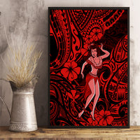 Hawaii Hula Girl Canvas Wall Art Hibiscus Hawaii Tribal Tattoo Red Version - Wonder Print Shop