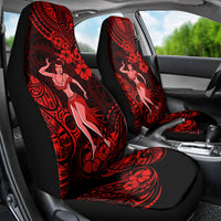 Hawaii Hula Girl Car Seat Cover Hibiscus Hawaii Tribal Tattoo Red Version - Wonder Print Shop