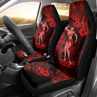 Hawaii Hula Girl Car Seat Cover Hibiscus Hawaii Tribal Tattoo Red Version - Wonder Print Shop