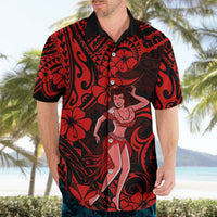 Hawaii Hula Girl Hawaiian Shirt Hibiscus Hawaii Tribal Tattoo Red Version - Wonder Print Shop