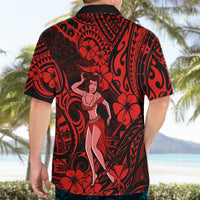 Hawaii Hula Girl Hawaiian Shirt Hibiscus Hawaii Tribal Tattoo Red Version - Wonder Print Shop