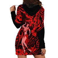 Hawaii Hula Girl Hoodie Dress Hibiscus Hawaii Tribal Tattoo Red Version - Wonder Print Shop