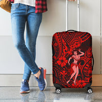 Hawaii Hula Girl Luggage Cover Hibiscus Hawaii Tribal Tattoo Red Version - Wonder Print Shop