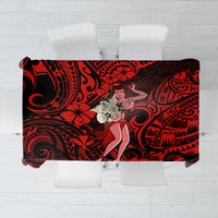 Hawaii Hula Girl Tablecloth Hibiscus Hawaii Tribal Tattoo Red Version - Wonder Print Shop
