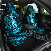 Hawaii Hula Girl Car Seat Cover Hibiscus Hawaii Tribal Tattoo Sky Blue Version - Wonder Print Shop