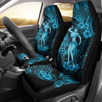 Hawaii Hula Girl Car Seat Cover Hibiscus Hawaii Tribal Tattoo Sky Blue Version - Wonder Print Shop