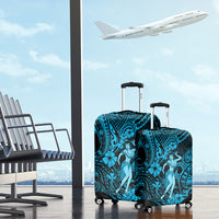 Hawaii Hula Girl Luggage Cover Hibiscus Hawaii Tribal Tattoo Sky Blue Version - Wonder Print Shop