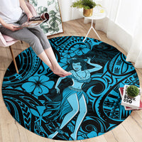 hawaii-hula-girl-round-carpet-hibiscus-hawaii-tribal-tattoo-sky-blue-version