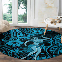 hawaii-hula-girl-round-carpet-hibiscus-hawaii-tribal-tattoo-sky-blue-version