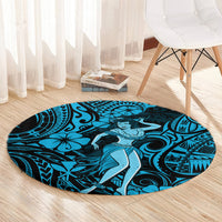 hawaii-hula-girl-round-carpet-hibiscus-hawaii-tribal-tattoo-sky-blue-version