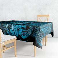 Hawaii Hula Girl Tablecloth Hibiscus Hawaii Tribal Tattoo Sky Blue Version - Wonder Print Shop