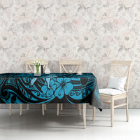Hawaii Hula Girl Tablecloth Hibiscus Hawaii Tribal Tattoo Sky Blue Version - Wonder Print Shop