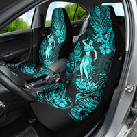 Hawaii Hula Girl Car Seat Cover Hibiscus Hawaii Tribal Tattoo Turquoise Version - Wonder Print Shop