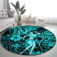 hawaii-hula-girl-round-carpet-hibiscus-hawaii-tribal-tattoo-turquoise-version