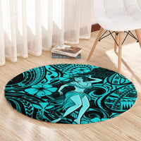 hawaii-hula-girl-round-carpet-hibiscus-hawaii-tribal-tattoo-turquoise-version