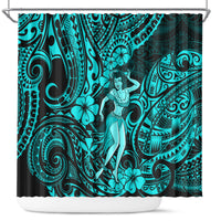 hawaii-hula-girl-shower-curtain-hibiscus-hawaii-tribal-tattoo-turquoise-version