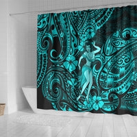 hawaii-hula-girl-shower-curtain-hibiscus-hawaii-tribal-tattoo-turquoise-version