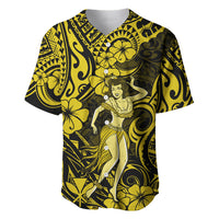 Hawaii Hula Girl Baseball Jersey Hibiscus Hawaii Tribal Tattoo Yellow Version - Wonder Print Shop