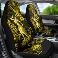 Hawaii Hula Girl Car Seat Cover Hibiscus Hawaii Tribal Tattoo Yellow Version - Wonder Print Shop