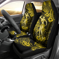 Hawaii Hula Girl Car Seat Cover Hibiscus Hawaii Tribal Tattoo Yellow Version - Wonder Print Shop