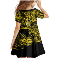 Hawaii Hula Girl Family Matching Mermaid Dress and Hawaiian Shirt Hibiscus Hawaii Tribal Tattoo Yellow Version - Wonder Print Shop