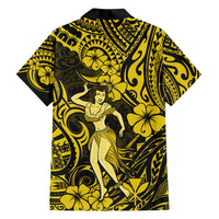 Hawaii Hula Girl Hawaiian Shirt Hibiscus Hawaii Tribal Tattoo Yellow Version - Wonder Print Shop