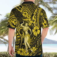 Hawaii Hula Girl Hawaiian Shirt Hibiscus Hawaii Tribal Tattoo Yellow Version - Wonder Print Shop