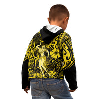 Hawaii Hula Girl Kid Hoodie Hibiscus Hawaii Tribal Tattoo Yellow Version - Wonder Print Shop