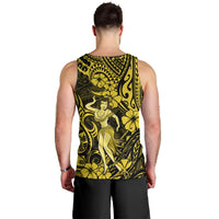 Hawaii Hula Girl Men Tank Top Hibiscus Hawaii Tribal Tattoo Yellow Version - Wonder Print Shop