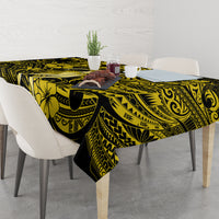 Hawaii Hula Girl Tablecloth Hibiscus Hawaii Tribal Tattoo Yellow Version - Wonder Print Shop