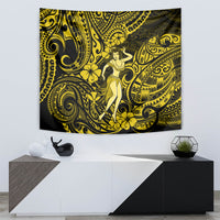 Hawaii Hula Girl Tapestry Hibiscus Hawaii Tribal Tattoo Yellow Version - Wonder Print Shop